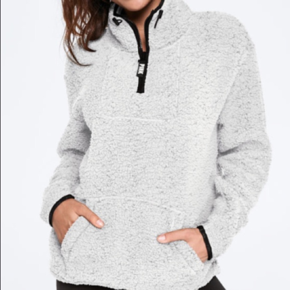 VS PINK Gray Sherpa Sweater